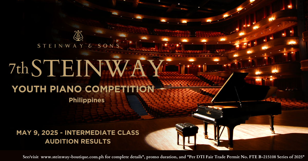 ANNOUNCEMENT: 7th Steinway Youth Piano Competition – Intermediate Audition Results ANNOUNCEMENT: 7th Steinway Youth Piano Competition – Intermediate Audition Results